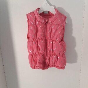 Healthtex Toddler Girls Size 3T Pink Vest with Sliver Hearts
